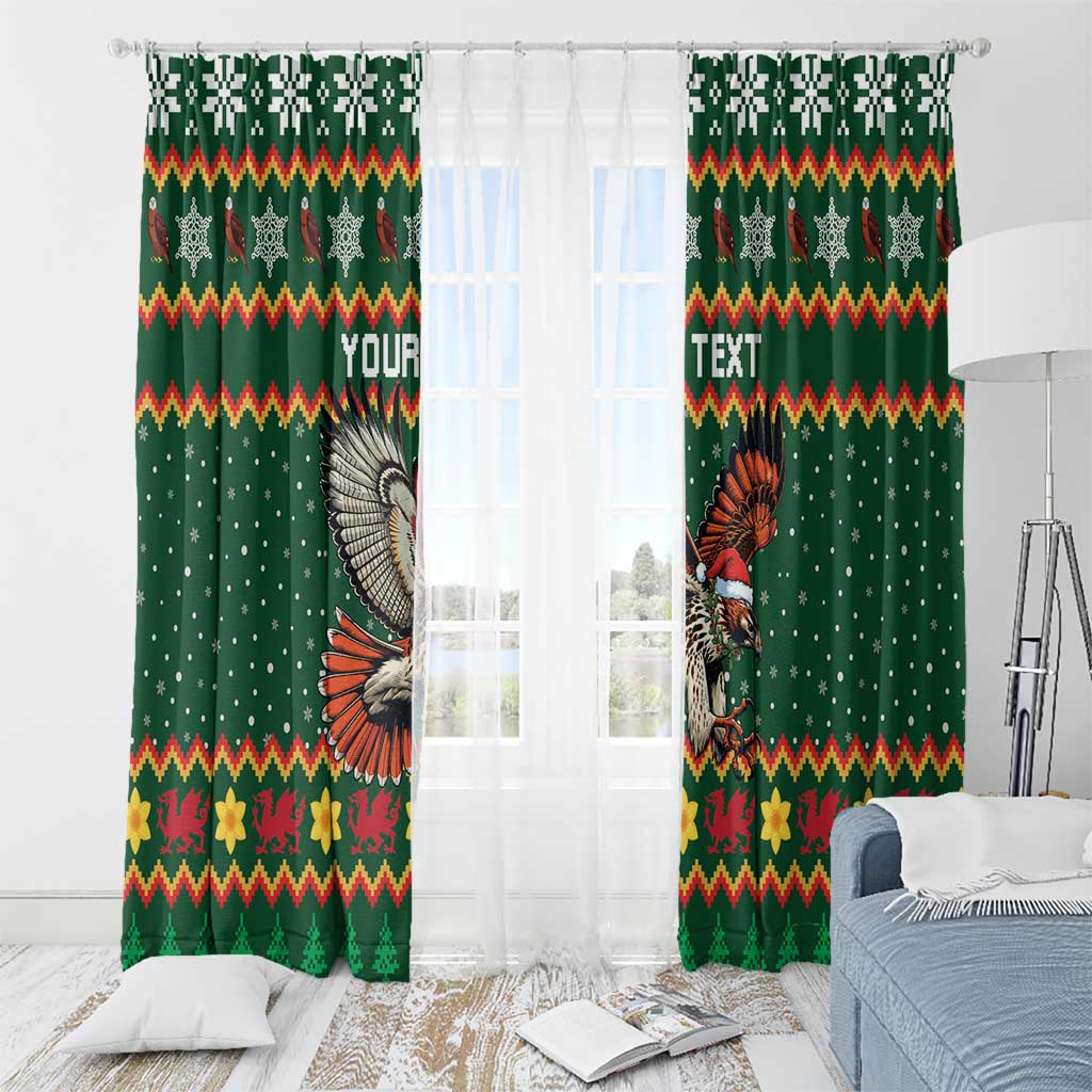 Personalized Radnorshire Wales Christmas Window Curtain Red-Tailed Hawk Design - Wonder Print Shop