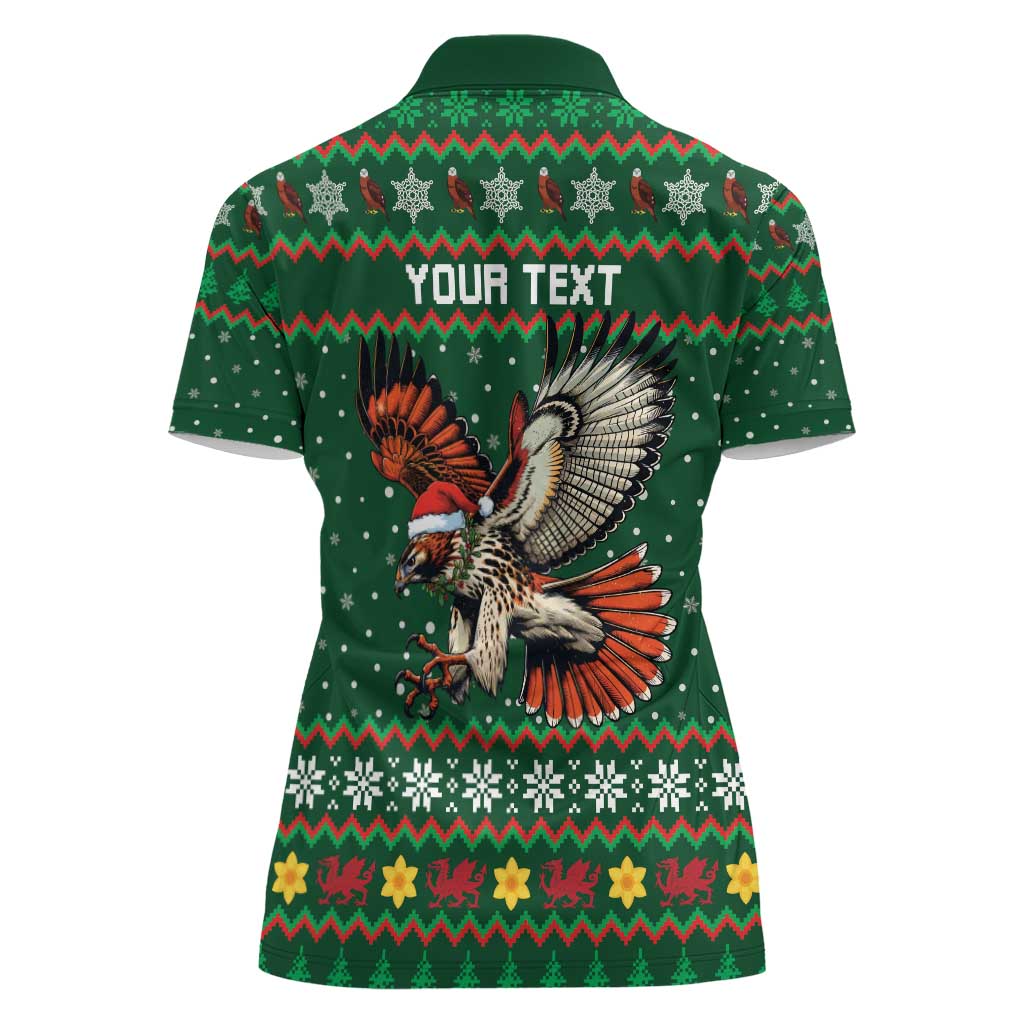 Personalized Radnorshire Wales Christmas Women Polo Shirt Red-Tailed Hawk Design - Wonder Print Shop
