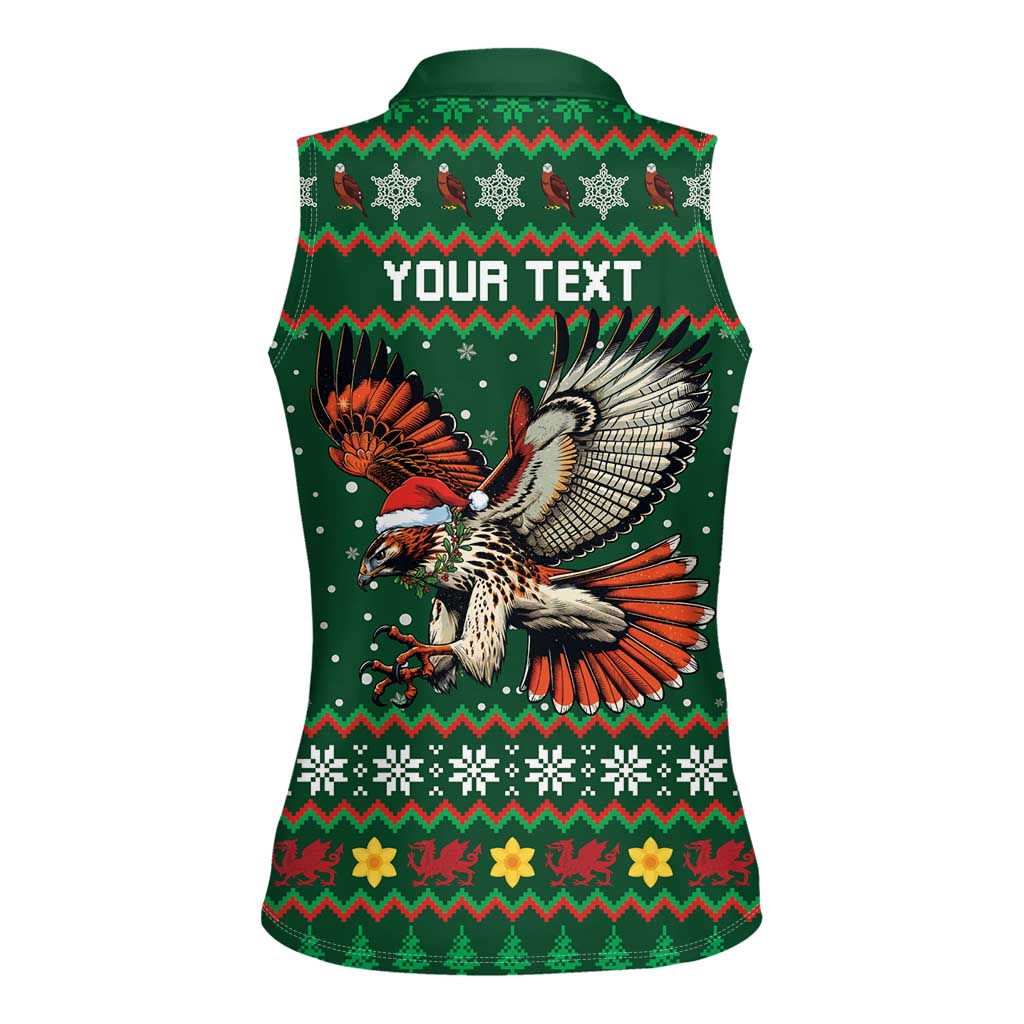Personalized Radnorshire Wales Christmas Women Sleeveless Polo Shirt Red-Tailed Hawk Design - Wonder Print Shop