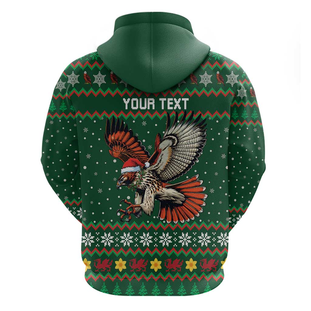 Personalized Radnorshire Wales Christmas Zip Hoodie Red-Tailed Hawk Design - Wonder Print Shop