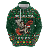 Personalized Radnorshire Wales Christmas Zip Hoodie Red-Tailed Hawk Design - Wonder Print Shop