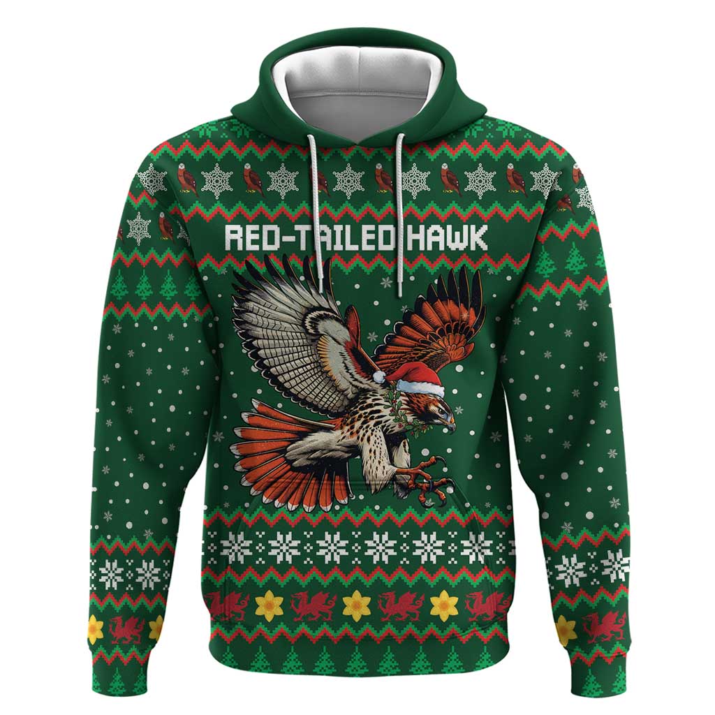Personalized Radnorshire Wales Christmas Zip Hoodie Red-Tailed Hawk Design - Wonder Print Shop