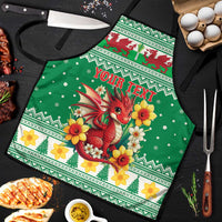 Personalized Wales Christmas Apron Cute Red Welsh Dragon and Daffodils - Wonder Print Shop