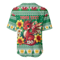 Personalized Wales Christmas Baseball Jersey Cute Red Welsh Dragon and Daffodils - Wonder Print Shop