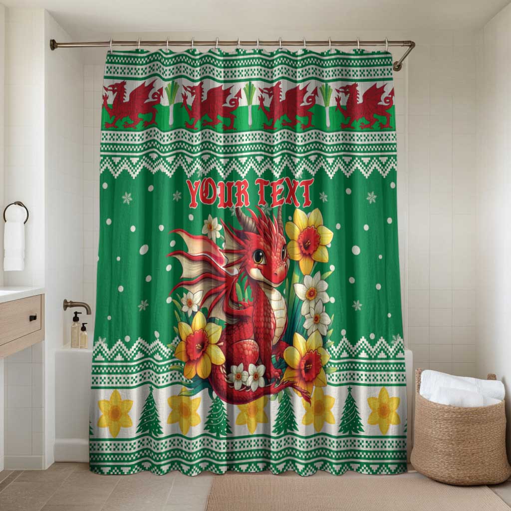 Personalized Wales Christmas Bathroom Set Cute Red Welsh Dragon and Daffodils - Wonder Print Shop