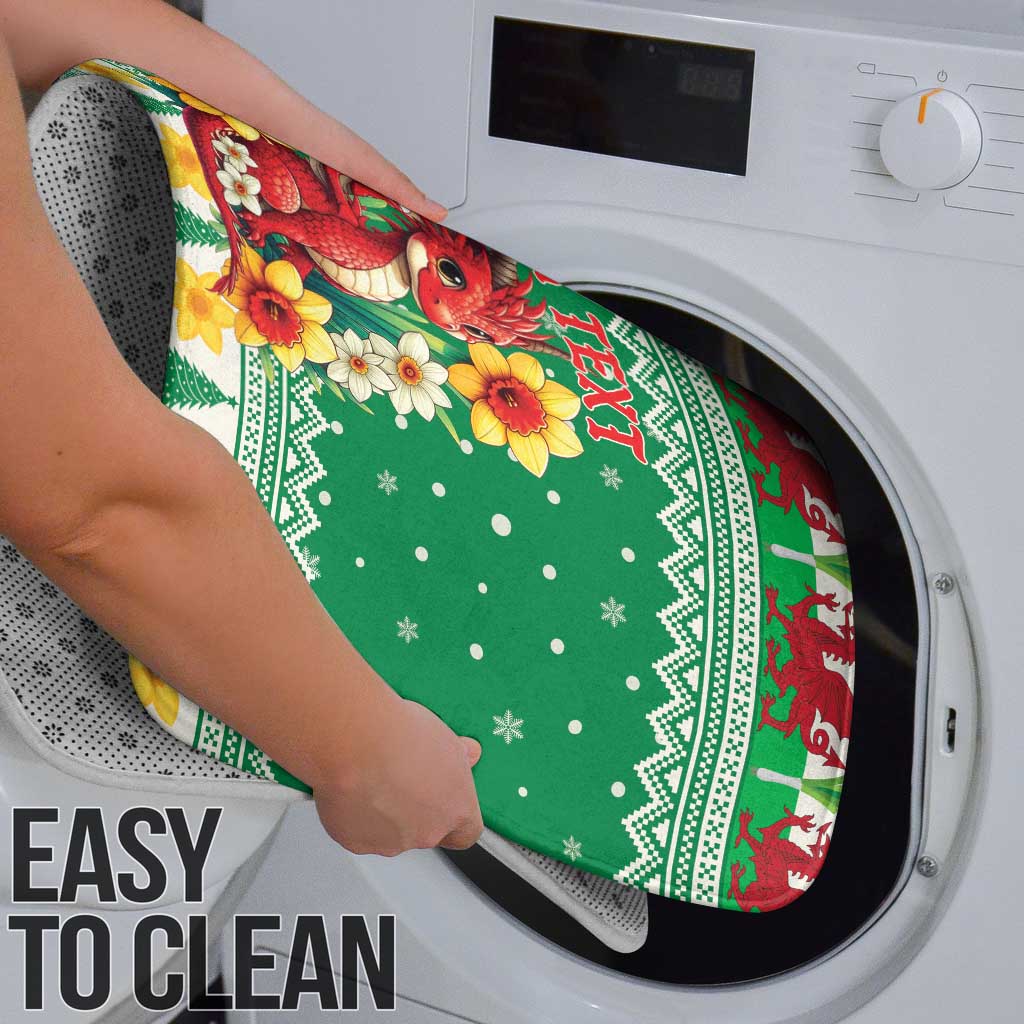 Personalized Wales Christmas Bathroom Set Cute Red Welsh Dragon and Daffodils - Wonder Print Shop