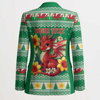 Personalized Wales Christmas Blazer Cute Red Welsh Dragon and Daffodils - Wonder Print Shop