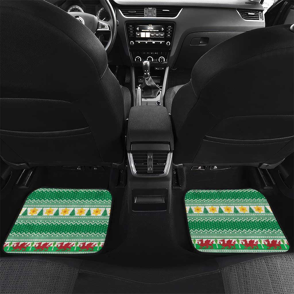 Personalized Wales Christmas Car Mats Cute Red Welsh Dragon and Daffodils - Wonder Print Shop
