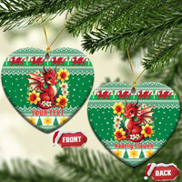 Personalized Wales Christmas Ceramic Ornament Cute Red Welsh Dragon and Daffodils - Wonder Print Shop