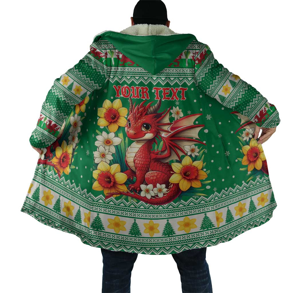 Personalized Wales Christmas Cloak Cute Red Welsh Dragon and Daffodils - Wonder Print Shop