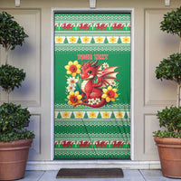 Personalized Wales Christmas Door Cover Cute Red Welsh Dragon and Daffodils - Wonder Print Shop