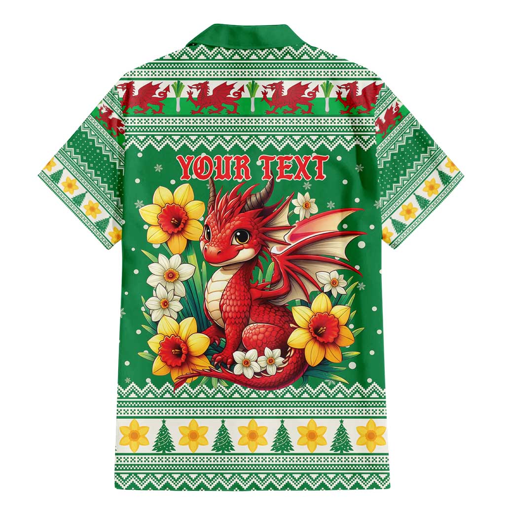 Personalized Wales Christmas Family Matching Mermaid Dress and Hawaiian Shirt Cute Red Welsh Dragon and Daffodils - Wonder Print Shop