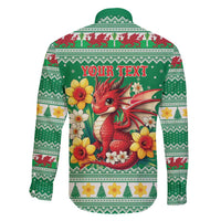 Personalized Wales Christmas Family Matching Summer Maxi Dress and Hawaiian Shirt Cute Red Welsh Dragon and Daffodils - Wonder Print Shop