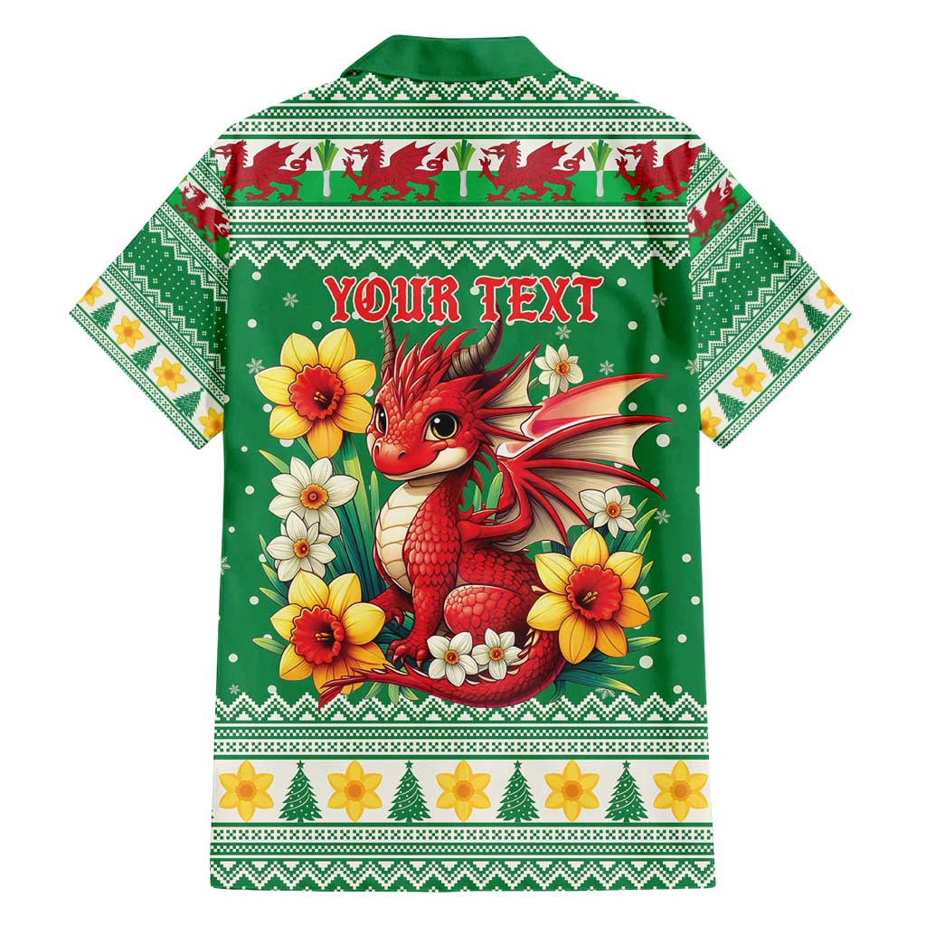 Personalized Wales Christmas Family Matching Tank Maxi Dress and Hawaiian Shirt Cute Red Welsh Dragon and Daffodils - Wonder Print Shop