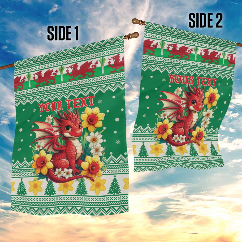 Personalized Wales Christmas Garden Flag Cute Red Welsh Dragon and Daffodils - Wonder Print Shop