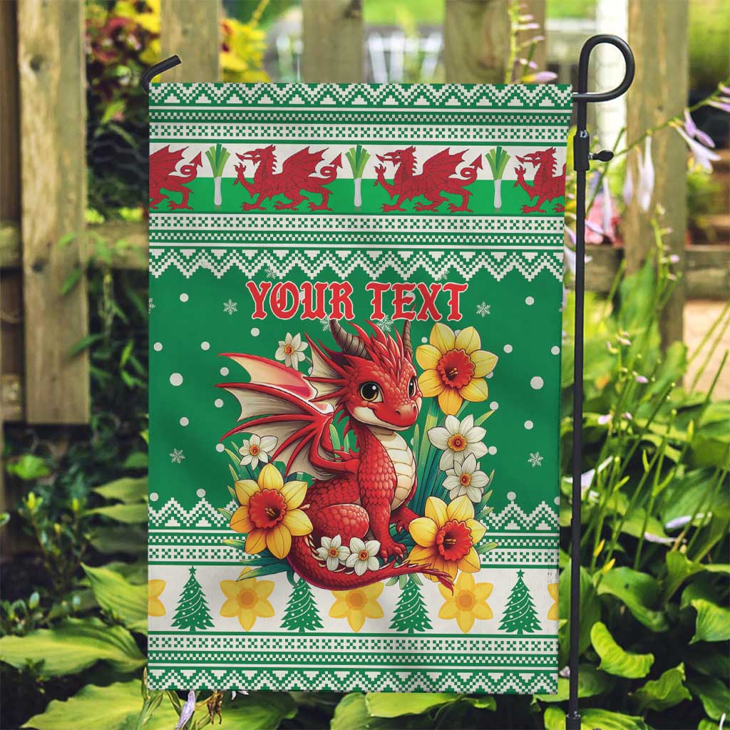 Personalized Wales Christmas Garden Flag Cute Red Welsh Dragon and Daffodils - Wonder Print Shop