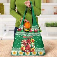 Personalized Wales Christmas Grocery Bag Cute Red Welsh Dragon and Daffodils - Wonder Print Shop