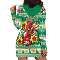 Personalized Wales Christmas Hoodie Dress Cute Red Welsh Dragon and Daffodils - Wonder Print Shop