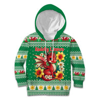 Personalized Wales Christmas Kid Hoodie Cute Red Welsh Dragon and Daffodils - Wonder Print Shop