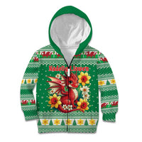 Personalized Wales Christmas Kid Hoodie Cute Red Welsh Dragon and Daffodils - Wonder Print Shop