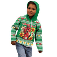 Personalized Wales Christmas Kid Hoodie Cute Red Welsh Dragon and Daffodils - Wonder Print Shop