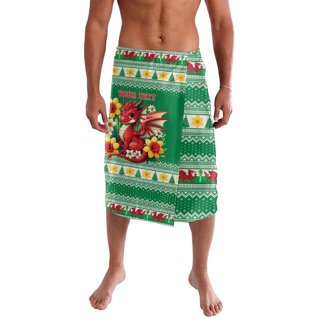 Personalized Wales Christmas Lavalava Cute Red Welsh Dragon and Daffodils - Wonder Print Shop