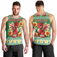 Personalized Wales Christmas Men Tank Top Cute Red Welsh Dragon and Daffodils - Wonder Print Shop
