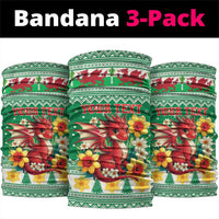 Personalized Wales Christmas Neck Gaiter Cute Red Welsh Dragon and Daffodils - Wonder Print Shop