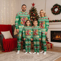 Personalized Wales Christmas Pajama Set Cute Red Welsh Dragon and Daffodils - Wonder Print Shop