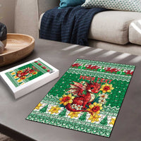 Personalized Wales Christmas Puzzle Cute Red Welsh Dragon and Daffodils - Wonder Print Shop