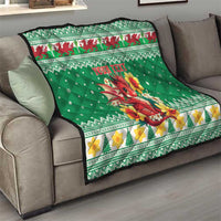 Personalized Wales Christmas Quilt Cute Red Welsh Dragon and Daffodils - Wonder Print Shop