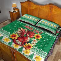 Personalized Wales Christmas Quilt Bed Set Cute Red Welsh Dragon and Daffodils - Wonder Print Shop