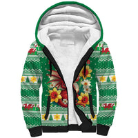 Personalized Wales Christmas Sherpa Hoodie Cute Red Welsh Dragon and Daffodils - Wonder Print Shop