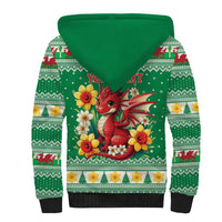 Personalized Wales Christmas Sherpa Hoodie Cute Red Welsh Dragon and Daffodils - Wonder Print Shop