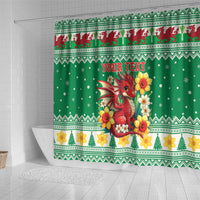 Personalized Wales Christmas Shower Curtain Cute Red Welsh Dragon and Daffodils - Wonder Print Shop