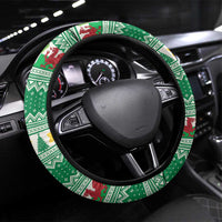 Wales Christmas Steering Wheel Cover Cute Red Welsh Dragon and Daffodils - Wonder Print Shop