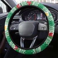 Wales Christmas Steering Wheel Cover Cute Red Welsh Dragon and Daffodils - Wonder Print Shop