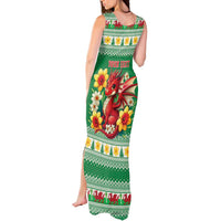 Personalized Wales Christmas Tank Maxi Dress Cute Red Welsh Dragon and Daffodils - Wonder Print Shop