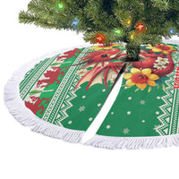 Personalized Wales Christmas Tree Skirt Cute Red Welsh Dragon and Daffodils - Wonder Print Shop