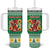 Personalized Wales Christmas Tumbler With Handle Cute Red Welsh Dragon and Daffodils - Wonder Print Shop