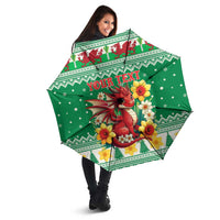 Personalized Wales Christmas Umbrella Cute Red Welsh Dragon and Daffodils - Wonder Print Shop