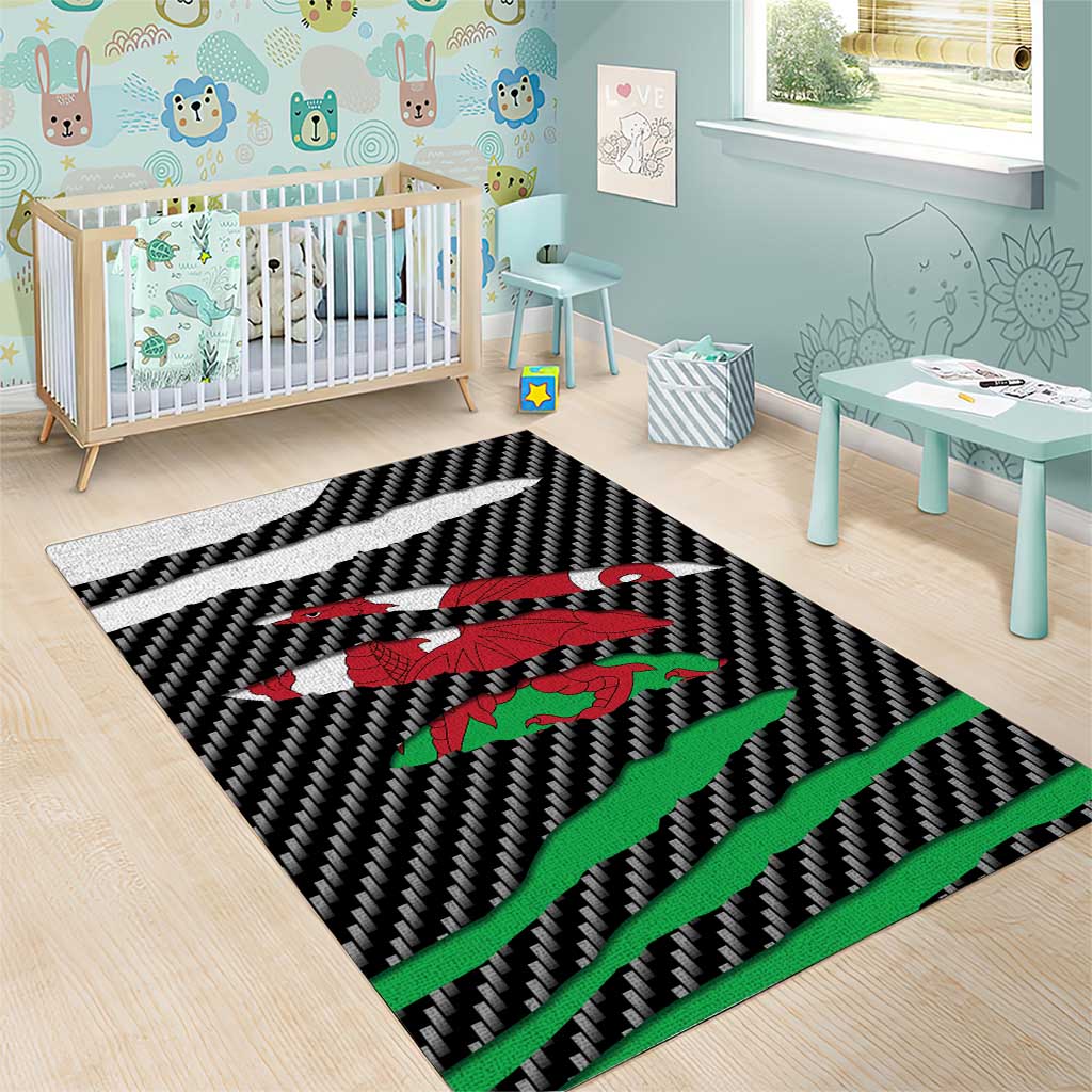 Wales Beast Area Rug Ripped Flag Graphic - Wonder Print Shop
