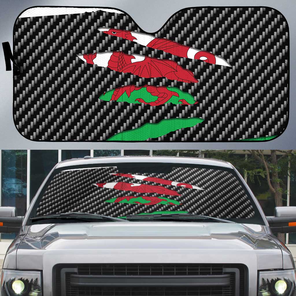 Wales Beast Auto Sun Shade Ripped Flag Graphic - Wonder Print Shop