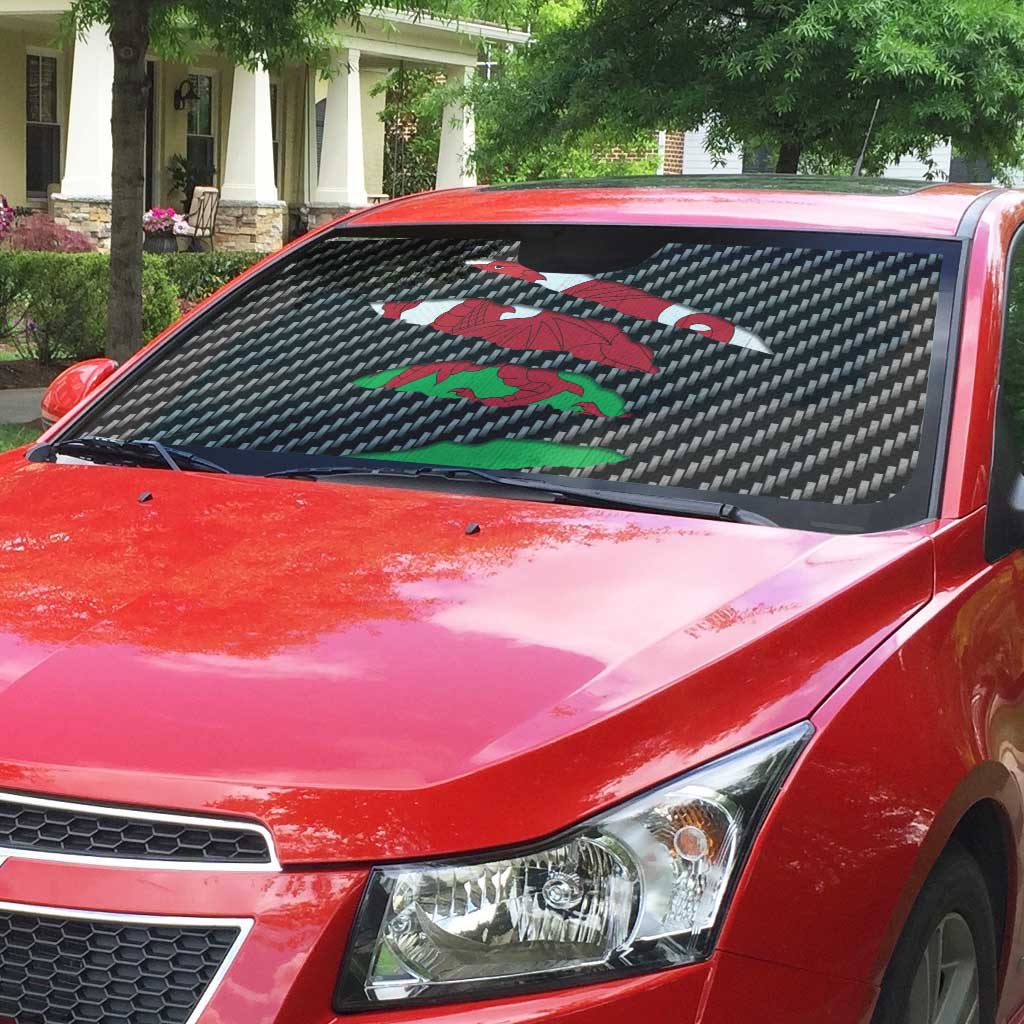 Wales Beast Auto Sun Shade Ripped Flag Graphic - Wonder Print Shop
