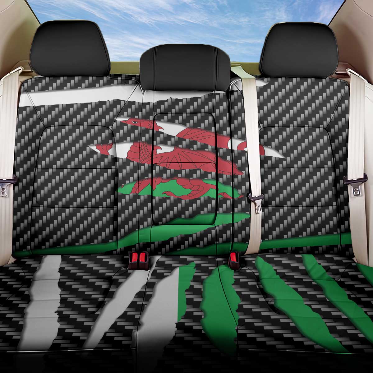 Wales Beast Back Car Seat Cover Ripped Flag Graphic - Wonder Print Shop