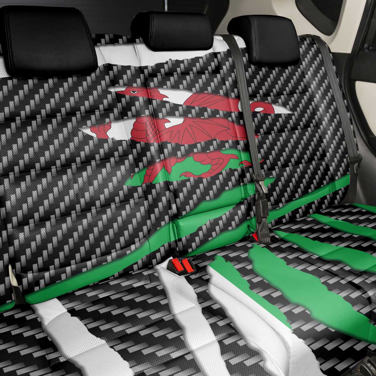Wales Beast Back Car Seat Cover Ripped Flag Graphic - Wonder Print Shop