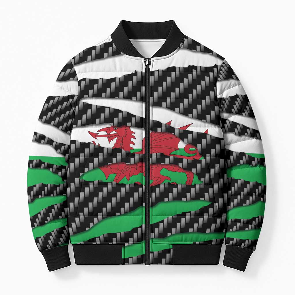 Wales Beast Bomber Puffer Jacket Ripped Flag Graphic - Wonder Print Shop