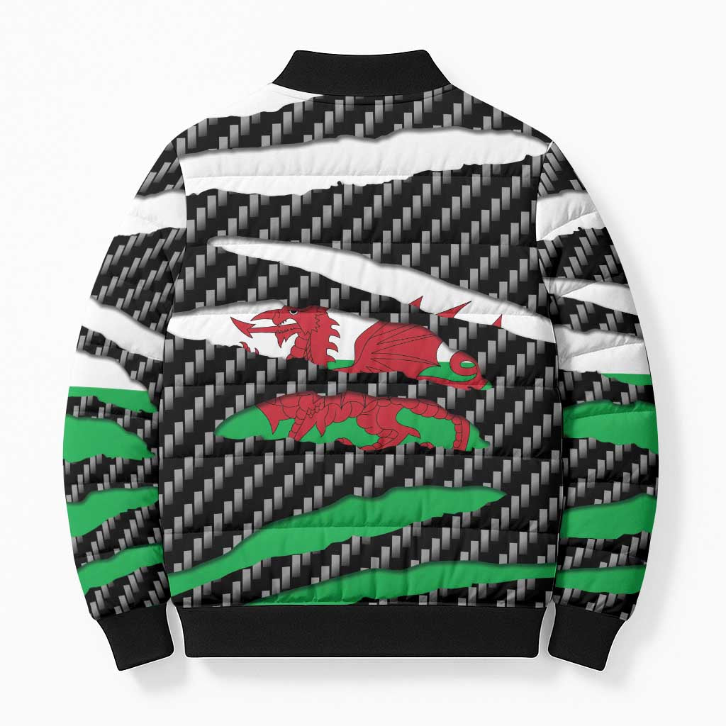 Wales Beast Bomber Puffer Jacket Ripped Flag Graphic - Wonder Print Shop