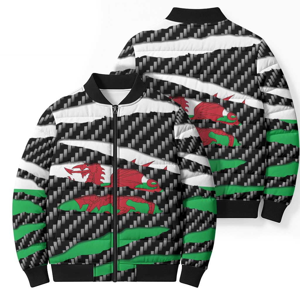 Wales Beast Bomber Puffer Jacket Ripped Flag Graphic - Wonder Print Shop