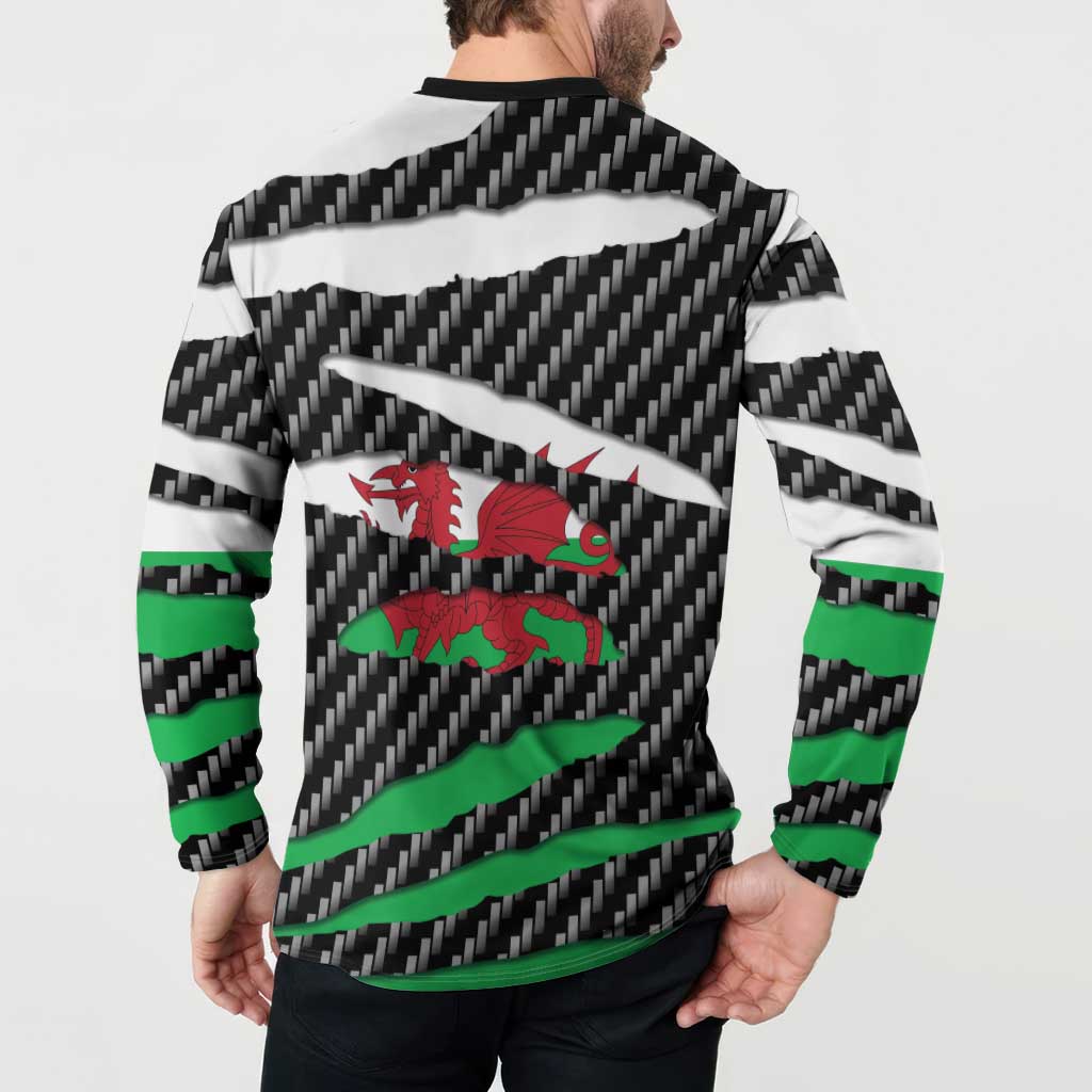 Wales Beast Button Sweatshirt Ripped Flag Graphic - Wonder Print Shop